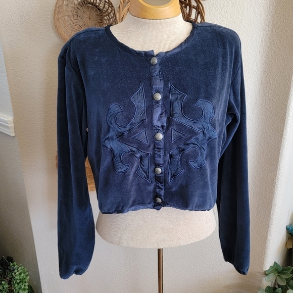 Country Tease Jackets & Blazers - Vintage Country Tease Cropped Western Velvet Jacket SZ L